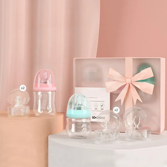 Premium Borosilicate Glass Feeding Bottle Gift Set