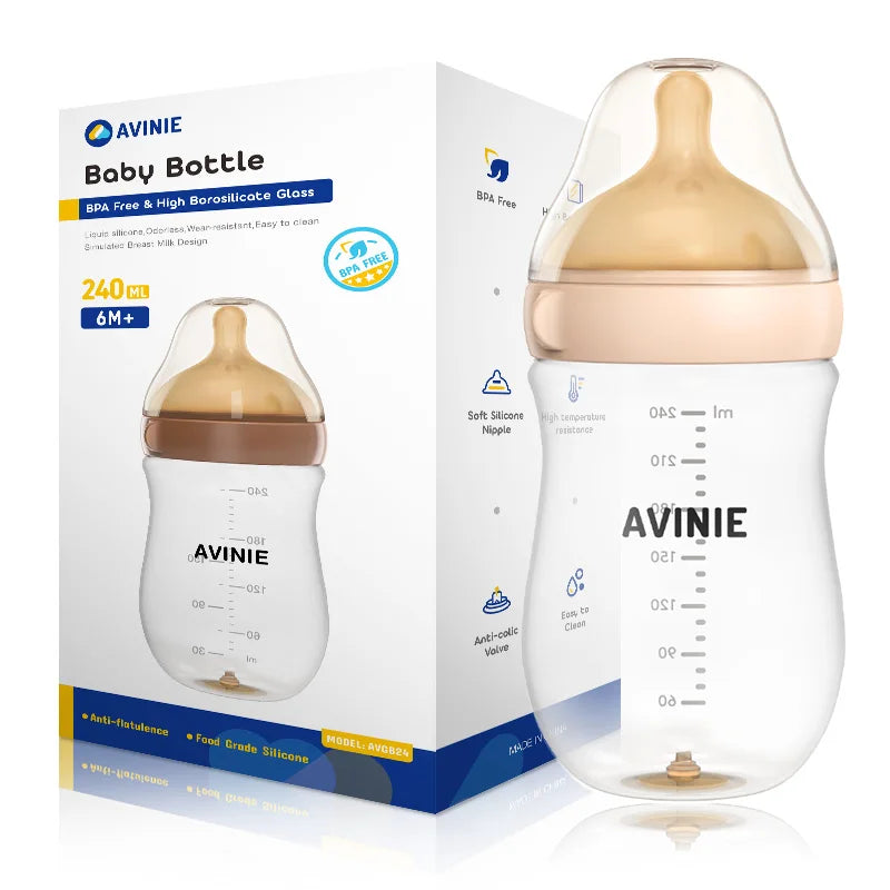 160/240ml High Borosilicate Glass Baby Bottle