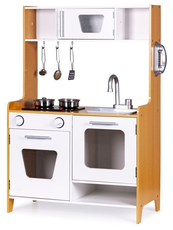 Wooden Play Kitchen with Multimedia Burners